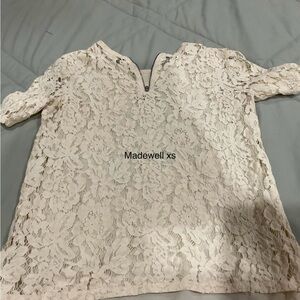 Madewell Ivory Floral Lace Blouse